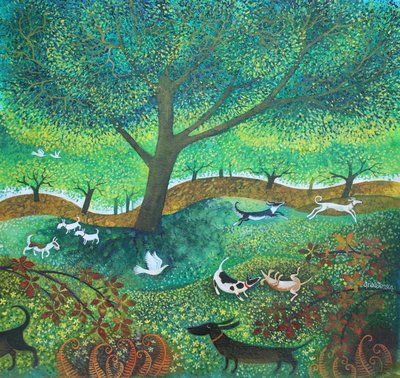 Köpek Günleri, 2024 (keten üzerine akrilik) by Lisa Graa Jensen