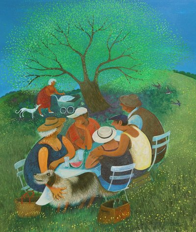 Aile Pikniği, 2018 (kağıt üzerinde akrilik) by Lisa Graa Jensen