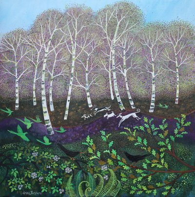 Yeşil Papağanlar, 2024 (tuval üzerine akrilik) by Lisa Graa Jensen