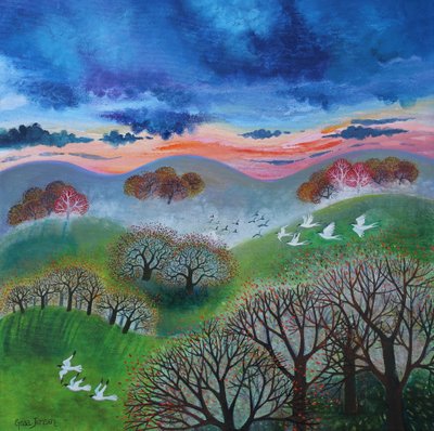 Ekim Günbatımı, 2024 (tuval üzerine akrilik) by Lisa Graa Jensen