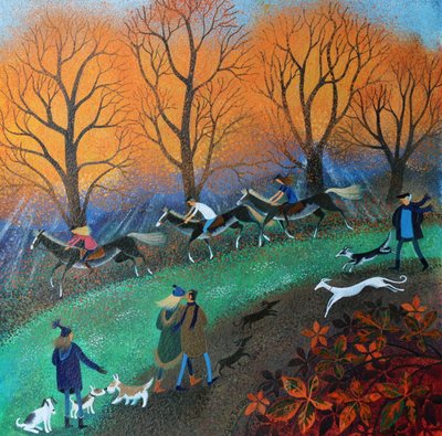 Ponyes on the Common,2017,(kağıt üzerine akrilik mürekkepler) by Lisa Graa Jensen