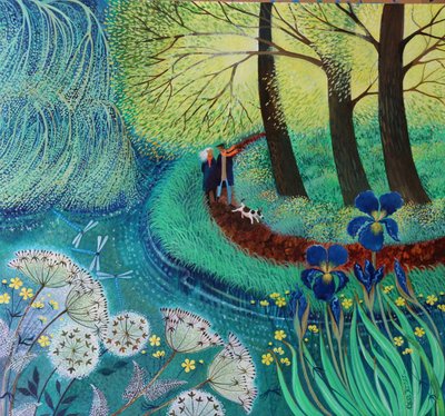 Wey Nehri yürüyüşü, 2017,(kağıt üzerinde akrilikler) by Lisa Graa Jensen