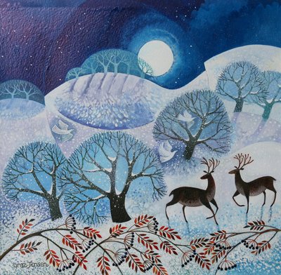 Snowy Land, 2017, (kağıt üzerine akrilik mürekkepler) by Lisa Graa Jensen