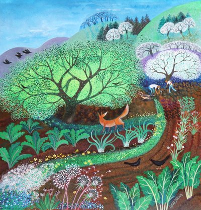 Springtime Jobs;2020,(kağıt üzerinde akrilik) by Lisa Graa Jensen
