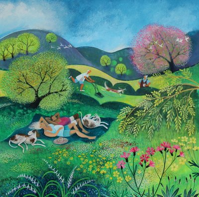 Güneşli Pazar Öğleden Sonrası,2022 (kağıt üzerinde akrilik) by Lisa Graa Jensen