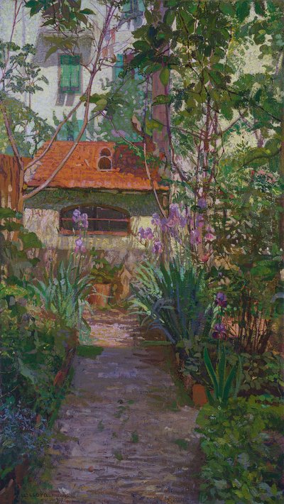 Çiçek açmış triptik veya bahçe (yan panel) (1907) by Llewelyn Lloyd