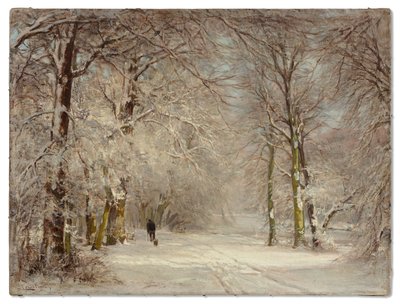 Kışın karla kaplı bir yol (tuval üzerine yağlıboya) by Lodewijk Frederik Hendrik (1850 1936) Apol