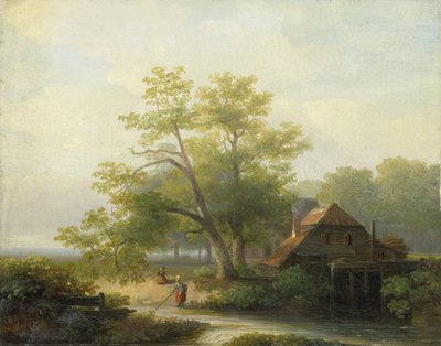 Odunsu Bir Peyzajda Bir Su Değirmeni by Lodewijk Hendrik Arends