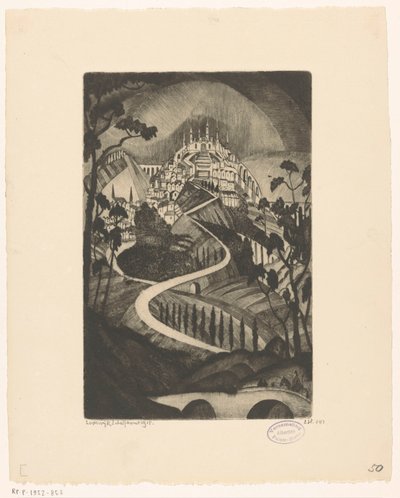 Berg La Montagne (nesne üzerindeki orijinal başlık) by Lodewijk Schelfhout (signed by artist)