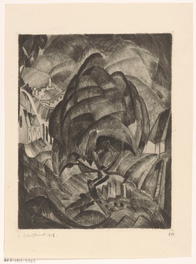 Tepelik bir manzaradaki ağaç L'Arbre (nesne üzerindeki orijinal başlık) by Lodewijk Schelfhout (signed by artist)