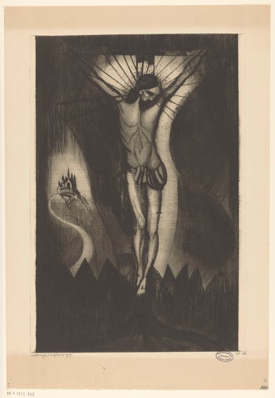 İsa çarmıhta Le Christ II (orijinal başlık) by Lodewijk Schelfhout (signed by artist)