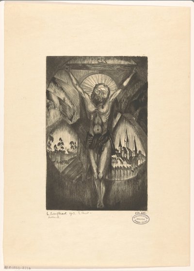 İsa çarmıhta Le Christ I (nesne üzerindeki orijinal başlık) by Lodewijk Schelfhout (signed by artist)