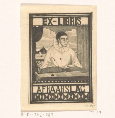 AF Baarslag tarafından ekslibris by Lodewijk Schelfhout (signed by artist)