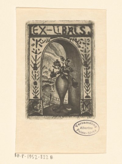 Ekslibris, C. van der Meulen by Lodewijk Schelfhout (signed by artist)