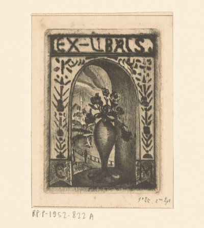 Ekslibris, C. van der Meulen by Lodewijk Schelfhout (signed by artist)