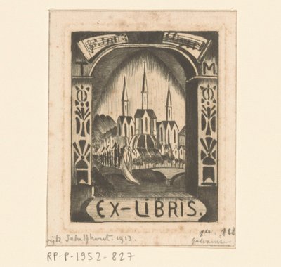 T. Mengelberg tarafından ekslibris by Lodewijk Schelfhout (signed by artist)