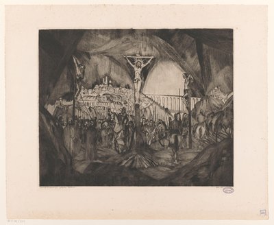 Golgotha I (nesne üzerindeki orijinal başlık) by Lodewijk Schelfhout (signed by artist)
