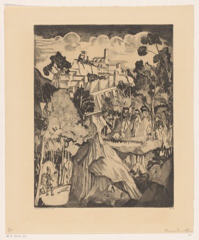Avcı ile tepelik manzara Paysage romantik (orijinal başlık) by Lodewijk Schelfhout (signed by artist)