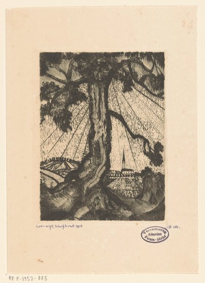Yerleşim ile tepelik manzara Le Village I (orijinal başlık) by Lodewijk Schelfhout (signed by artist)