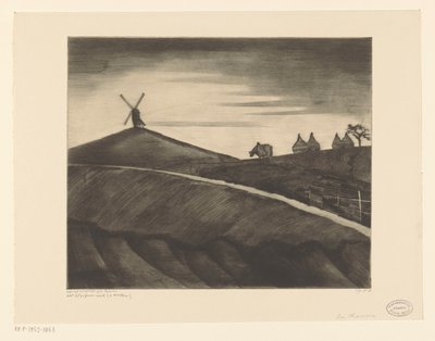 Etikhove yakınlarında çiftleşen öküz ile tepelik manzara La Charrue (orijinal başlık) by Lodewijk Schelfhout (signed by artist)