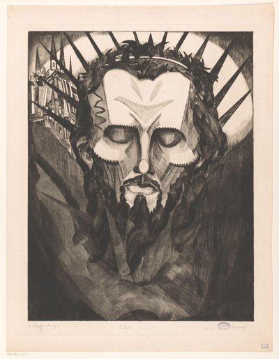 İsa Tête de Christ I Başkanı (nesne üzerindeki orijinal başlık) by Lodewijk Schelfhout (signed by artist)