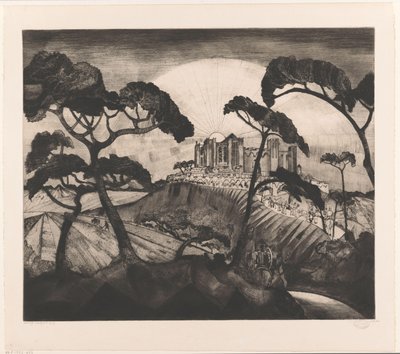 Bir tepe üzerinde kale Le Château II (orijinal başlık) by Lodewijk Schelfhout (signed by artist)