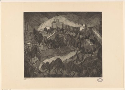 Bir tepe üzerinde kale Le Château I (nesne üzerindeki orijinal başlık) by Lodewijk Schelfhout (signed by artist)
