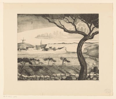 Köy yolu ile kıyı manzara St. Pierre (orijinal başlık) by Lodewijk Schelfhout (signed by artist)
