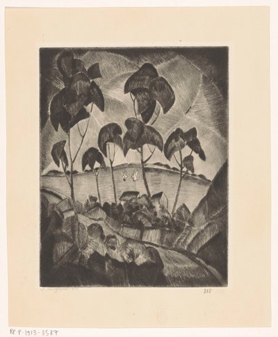 Dağlık bir manzaradaki göl Le Lac (orijinal başlık) by Lodewijk Schelfhout (signed by artist)