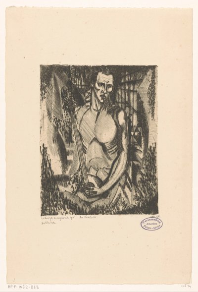 Muzikant The Fear (nesne üzerindeki orijinal başlık) by Lodewijk Schelfhout (signed by artist)