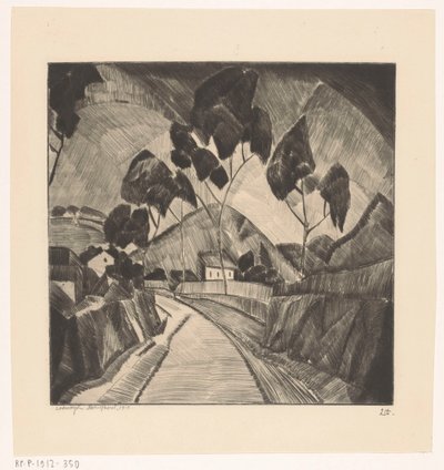 Tepelik manzara içinde yol Le Chemin (orijinal başlık) by Lodewijk Schelfhout (signed by artist)