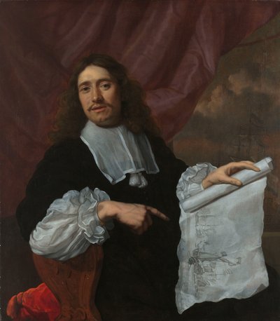 Willem van de Velde II (1633-1707), Ressam by Lodewijk van der Helst