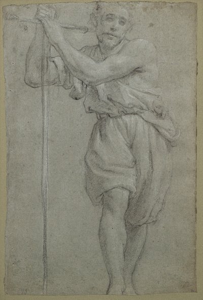 Tahta Haç Üzerine Yaslanmış Bir Adam (pastel) by Lodovico (attr. to) Carracci