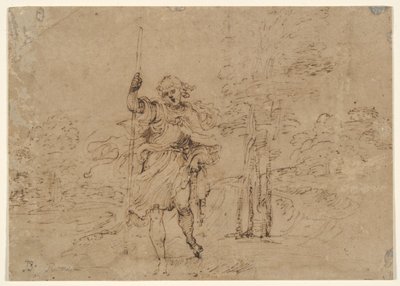 Bir Manzarada Aziz Christopher (veya Saint Roch?) by Lodovico Carracci