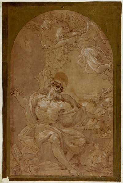 Aziz Jerome için çalışma by Lodovico Carracci
