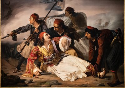Marco Botzaris'in Ölümü, 1841 dolayları (tuval üzerine yağlı boya) by Lodovico Lipparini