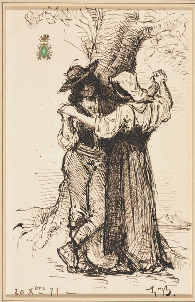 Bir Ağacın Yanında Kur Yapan Çift by Léon Bonnat