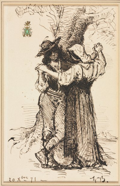 Bir Ağacın Yanında Kur Yapan Çift, 1871. by Léon Bonnat