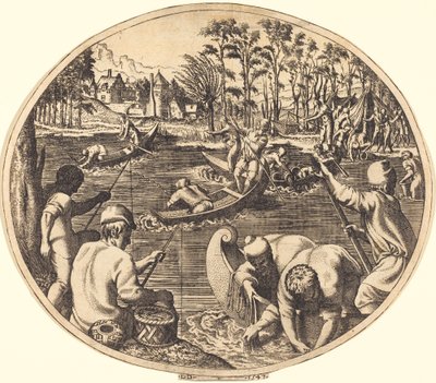 Balık tutma sahnesi by Léon Davent after Francesco Primaticcio