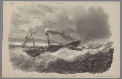 Fırtınada çarklı vapur Kırsal yaşamın tasvirleri (dizi adı) Kampanya. Etudes varieés aux deux Crayons (nesne üzerinde seri başlığı) by Léon Jean Baptiste Sabatier