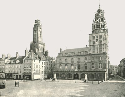Saat Kulesi ve Hotel De Ville, Calais, Fransa, 1895. by London Stereoscopic and Photographic Co