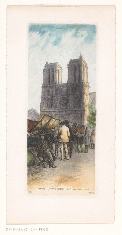 Ön planda kitapçılar ile Paris'te Notre-Dame görünümü Paris Notre Dame les bouquinistes (nesnenin başlığı) by Léopold Robin