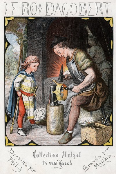 Popüler şarkı “The Good King Dagobert” için Lorenz Frolich (1820-1908) tarafından yapılan illüstrasyon. Baskı J. Hetzel. 1880 civarında. by Lorens Frolich