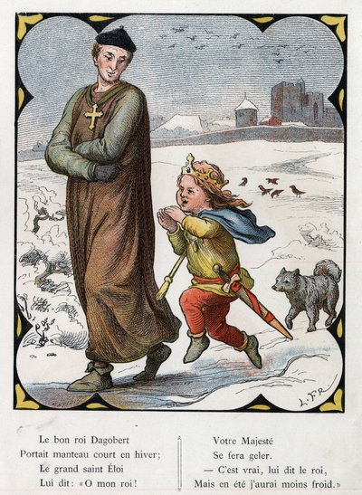 Popüler şarkı “The Good King Dagobert” için Lorenz Frolich (1820-1908) tarafından yapılan illüstrasyon. Baskı J. Hetzel. 1880 civarında. by Lorens Frolich