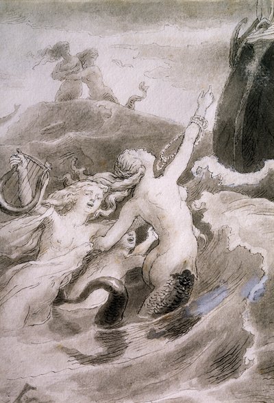 Küçük Deniz Kızı, Hans Christian Andersen'in (1805-1875) peri masalı için Lorenz Frolich'in (1820-1908) illüstrasyonu by Lorens Frolich