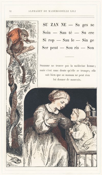 Suzanne, Bilgelik, Bakım, Sağlık, Şeker, Şurup, Söğüt, Maymun, Yılan, Fare, Ses, sayfa 32 - Matmazel Lili, L. Froelich ve bir baba (Hetzel