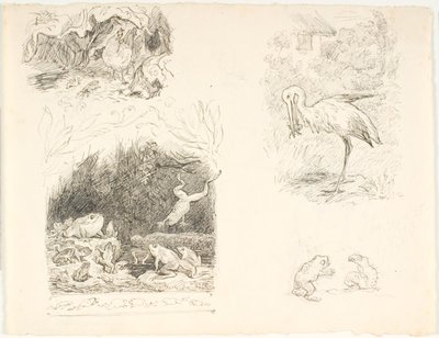 Skrubtudsen, H.C. için dört taslak çizim Andersen