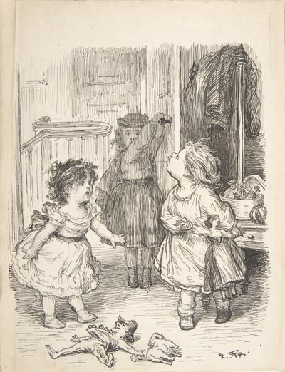 Bir Odada Tartışıp Tüküren Üç Küçük Kız, 1835-1903. by Lorenz Frølich