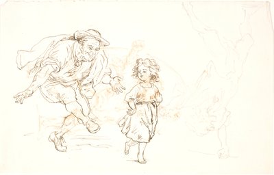 Yaşlı adam ve küçük kız dans ediyor by Lorenz Frølich