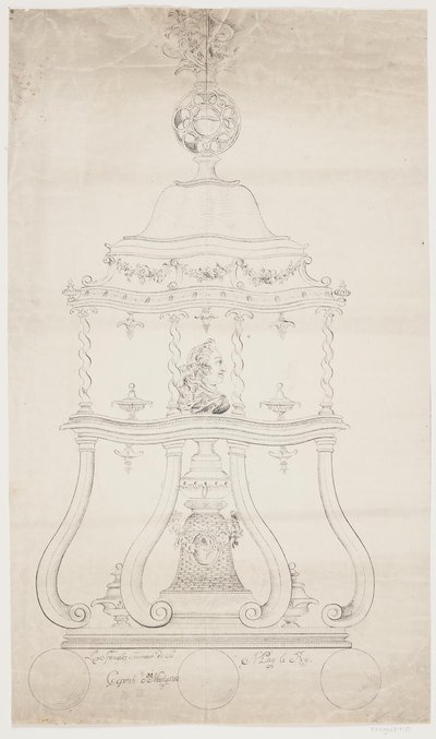 Frederik V'nin büstü ile döndürülmüş bir makalenin taslağı by Lorenz Spengler
